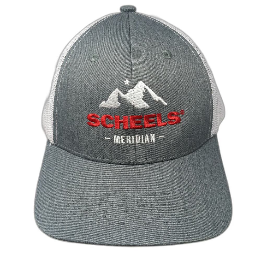 Scheels Meridian Mountain Gray Trucker Hat One Size Snapback Mesh Cap